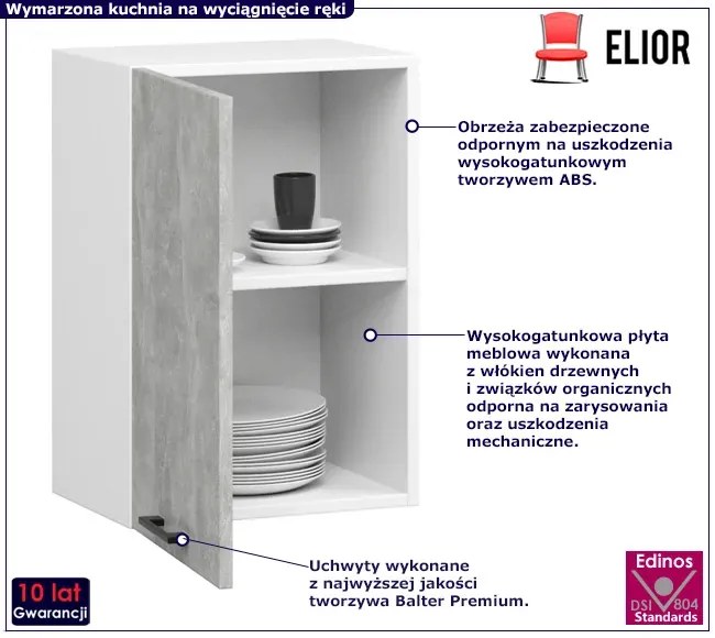 Wisząca szafka do kuchni z półkami w kolorze beton G9-H34