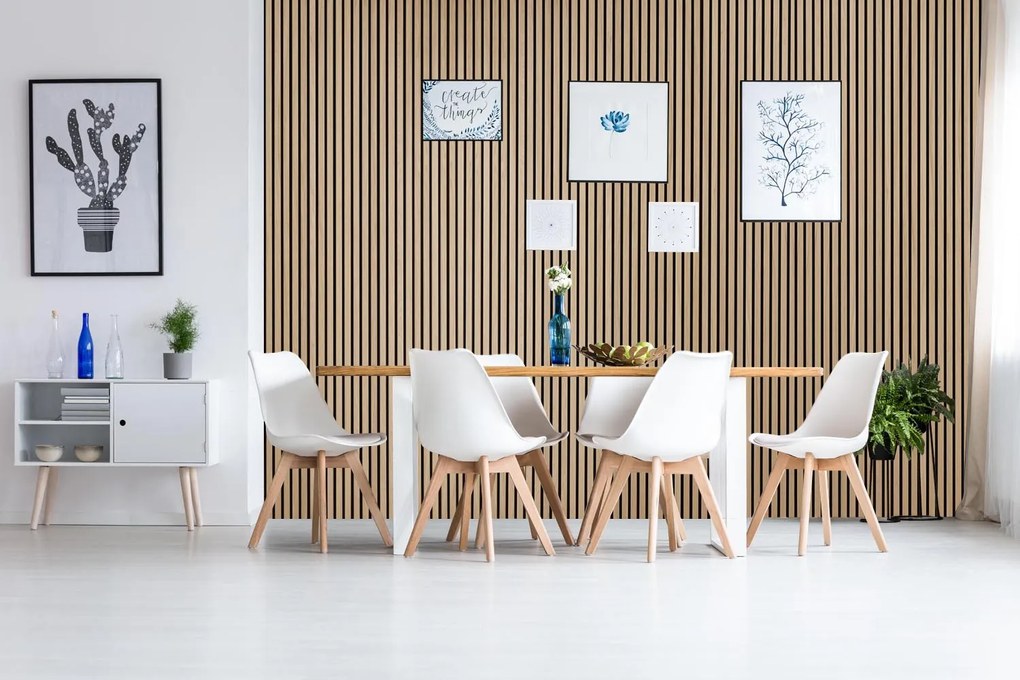Drewniany panel akustyczny, 2400 x 600 mm, dąb bejcowany