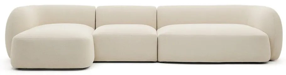 Kremowy narożnik z tkaniny szenilowej (lewostronny/z szezlongiem) Martina – Kave Home