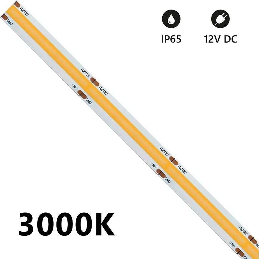 Taśma LED COB 5m IP65 jednokolorowa 15W/MT 12V - 4000K