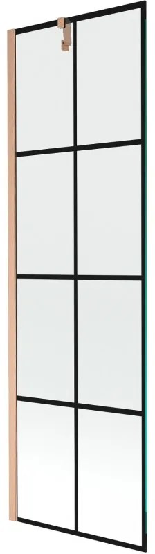 Mexen Next parawan nawannowy 1-skrzydłowy 60 x 150 cm, czarny wzór, miedź szczotkowana - 895-060-000-00-77-65