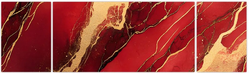Obraz - Czerwono-złoty marmur (170x50 cm)