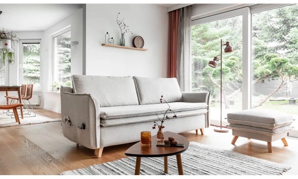 Kremowa rozkładana sofa 225 cm Charming Charlie – Miuform