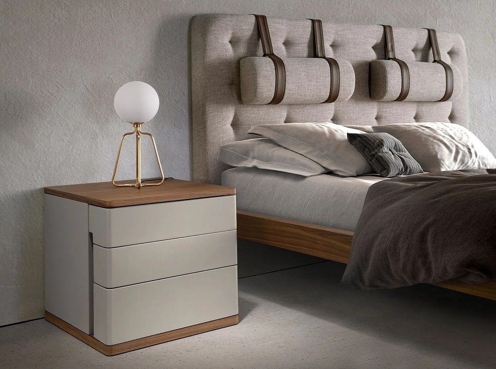 Stolik nocny z szarego drewna i orzecha włoskiego 7166 ANGEL CERDA