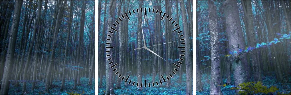 Obraz - Magiczny las (z zegarem) (90x30 cm)