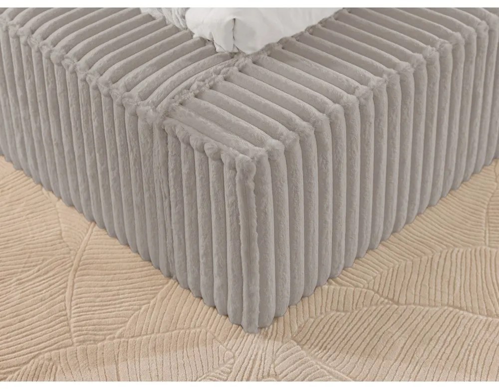 Szare tapicerowane łóżko dwuosobowe ze schowkiem i stelażem 160x200 cm Cloe – Ropez