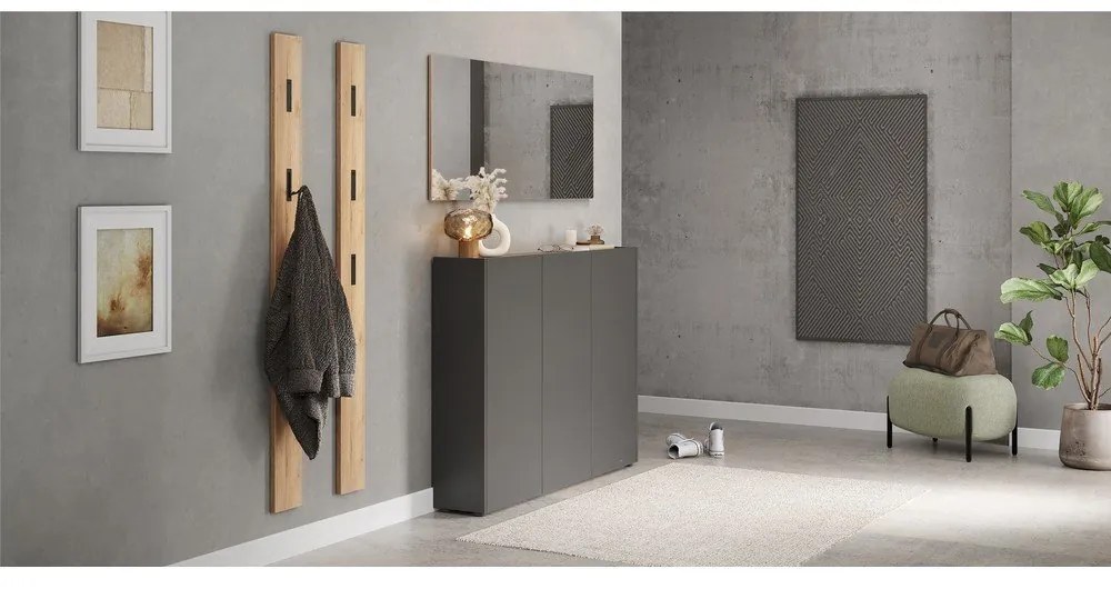 Antracytowa szafka na buty w dekorze dębu 138x105x25 cm Libbiano – Germania