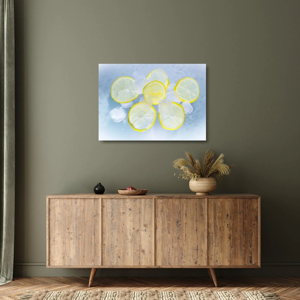 Obraz na szkle - cytryny w lodzie (70x50 cm)