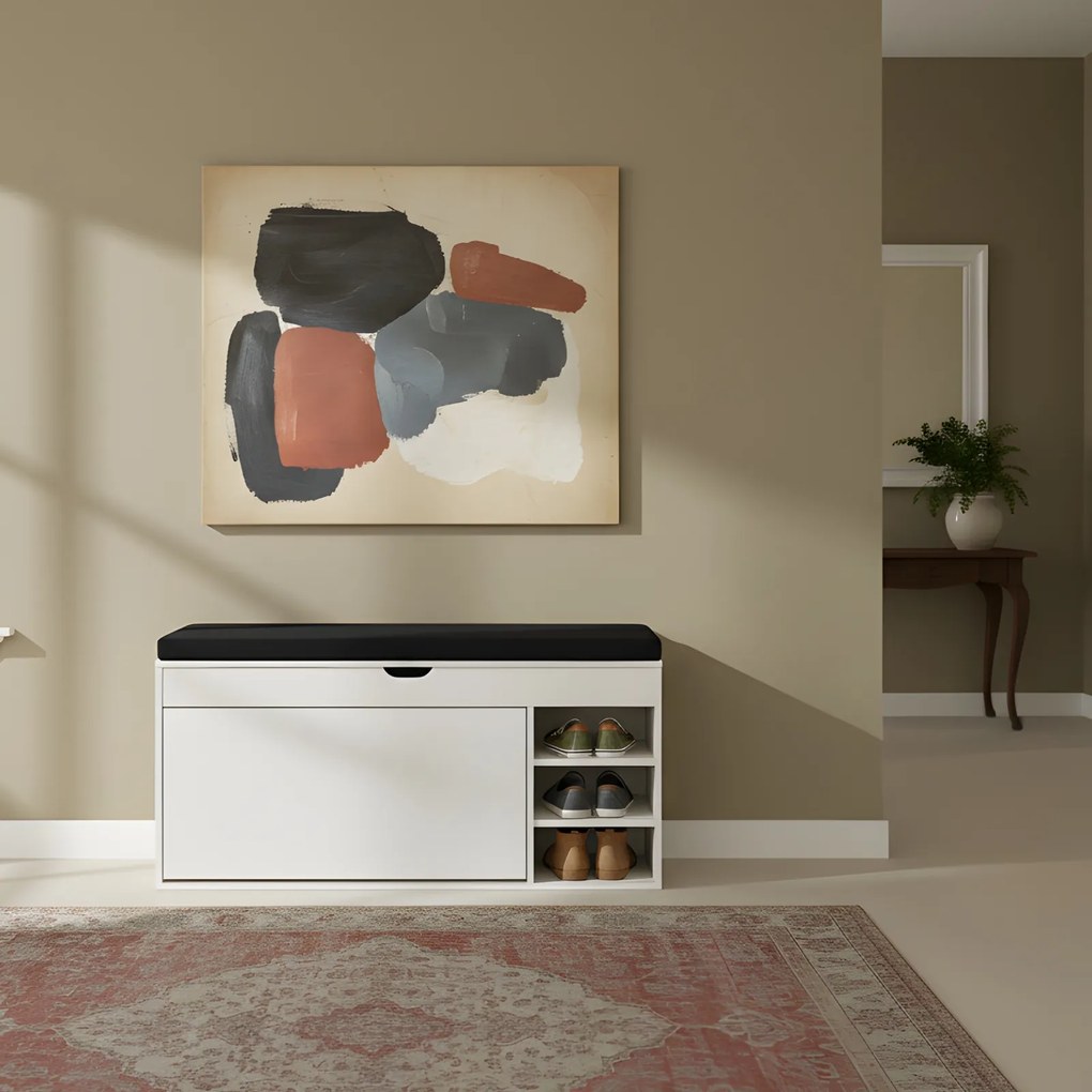 Szafka na buty z siedziskiem i wysuwanymi półkami GRADIA, 100 x 34 x 50 cm