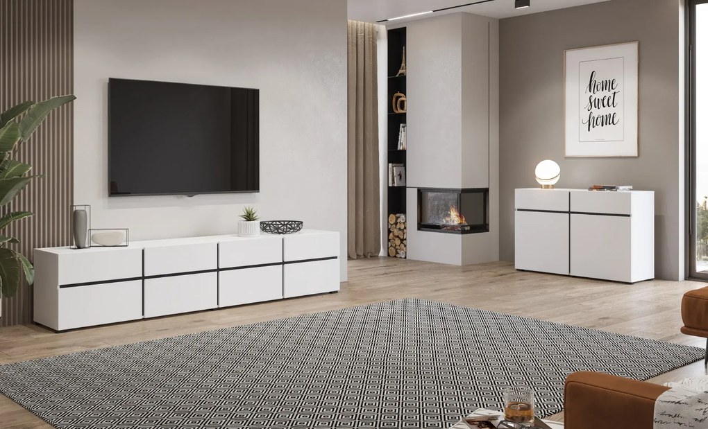 Komoda CROSS 2D2S 119cm biała/czarna HELVETIA