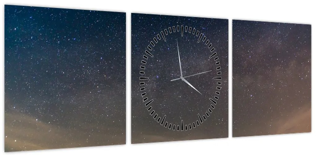 Obraz nocnego nieba (z zegarem) (90x30 cm)