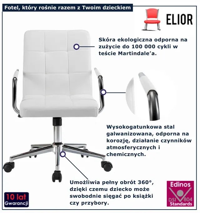 Biały biurowy fotel młodzieżowy K7-N40