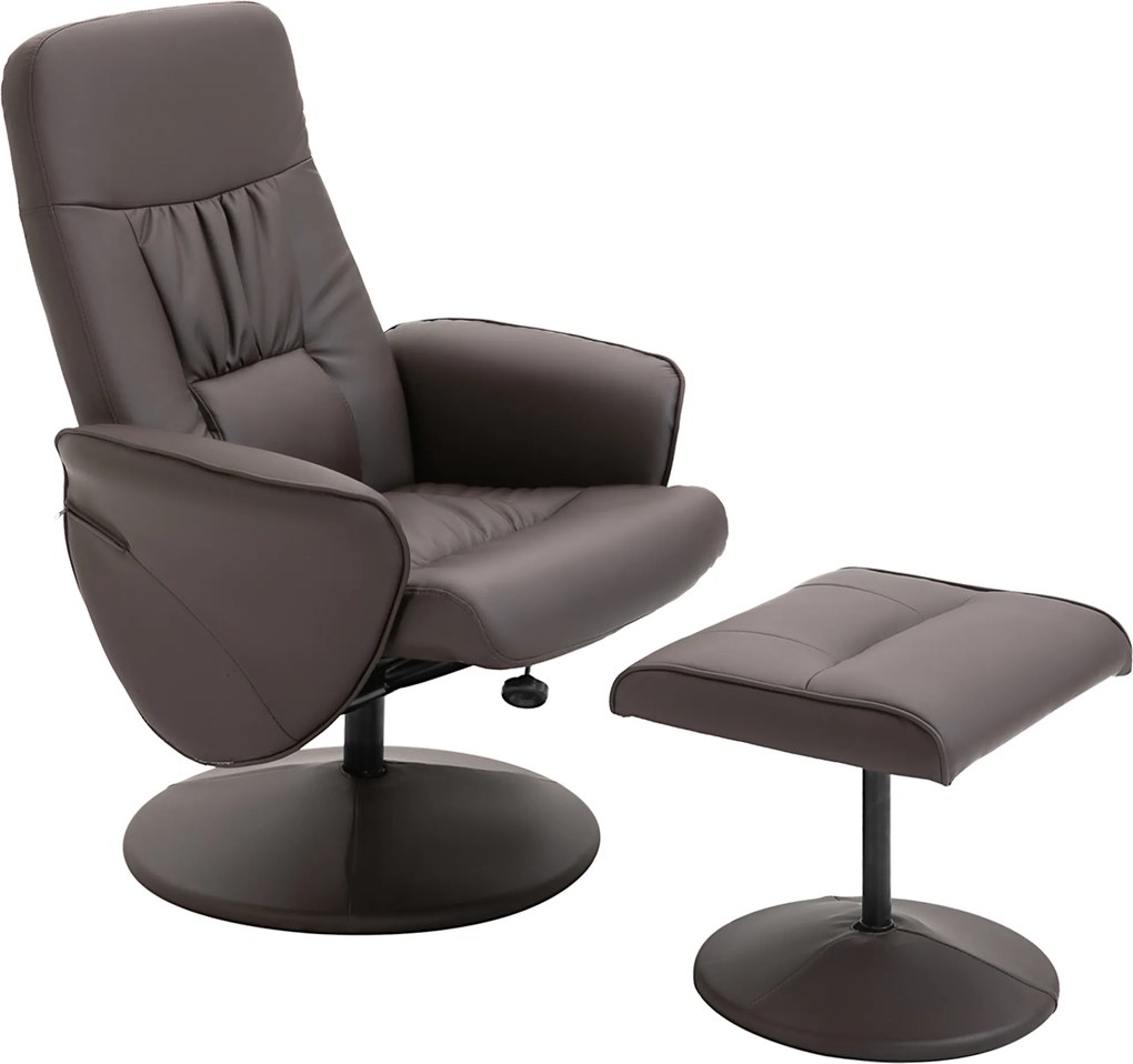 HOMCOM Zestaw foteli 2 częściowy, fotel z podnóżkiem, fotel relaksacyjny z podnóżkiem, regulowane wysokości, nachylane oparcie, brązowy