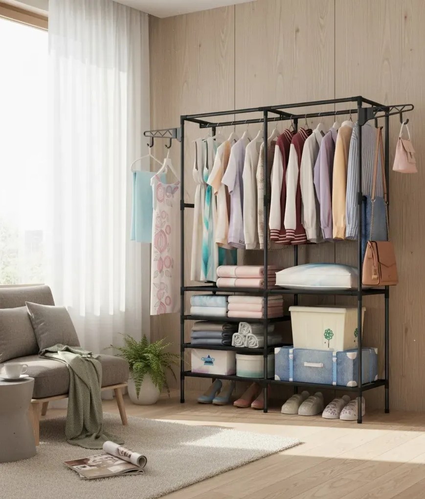 Stelażowa Garderoba Na Ubrania Z Półkami Z0-S80