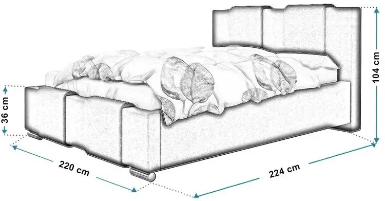 Tapicerowane łóżko małżeńskie 200x200 Lamar 3X - 36 kolorów