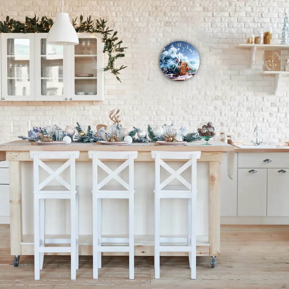 Zegar ścienny Święta Piernik Śnieg Choinka