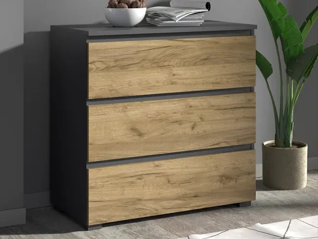 Nowoczesna komoda z szufladami antracyt + dąb craft 80 cm M0-R47