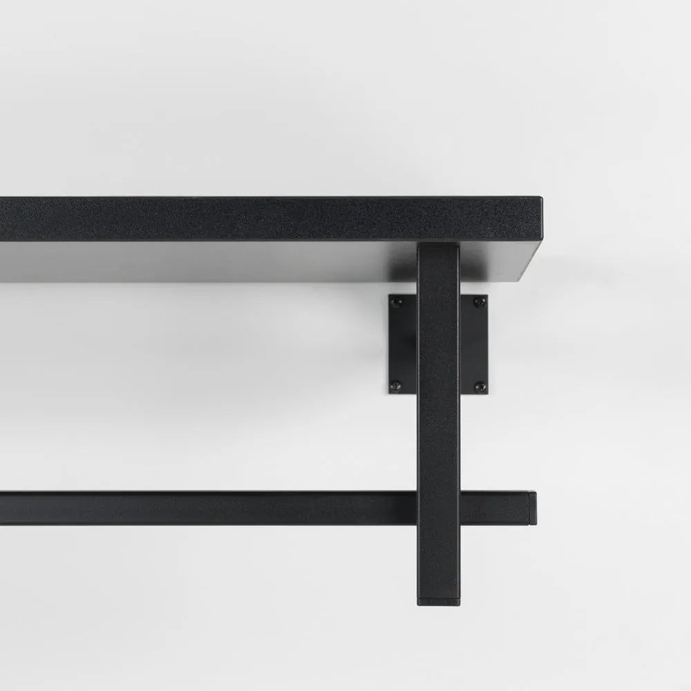 Czarny metalowy wieszak ścienny z półką 76 cm Simplon – Spinder Design