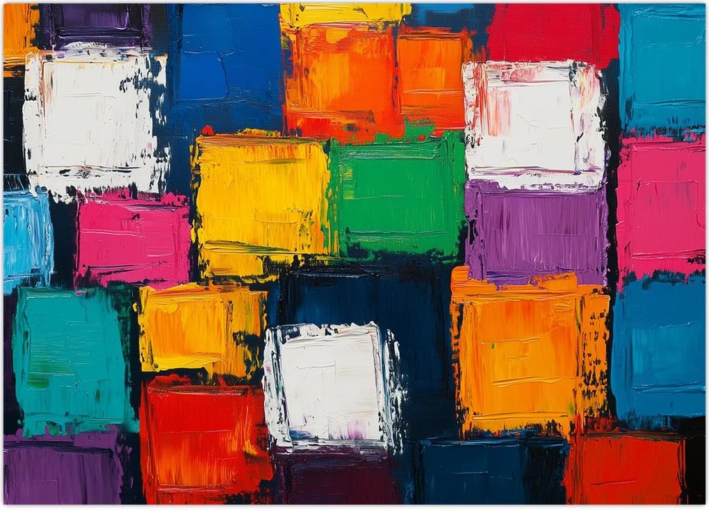 Obraz - Obraz z kolorowymi kwadratami (70x50 cm)