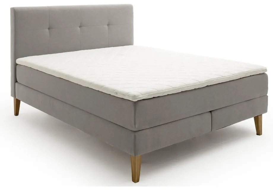 Jasnoszare łóżko boxspring 180x200 cm Stockholm – Meise Möbel