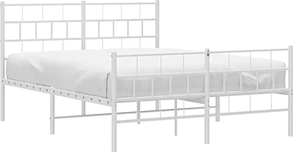 Białe podwójne metalowe łóżko 140x200 R0-A64