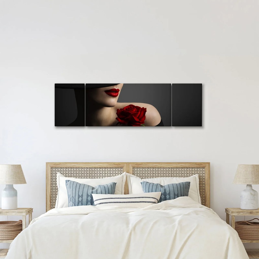 Obraz - Kobieta z różą (170x50 cm)