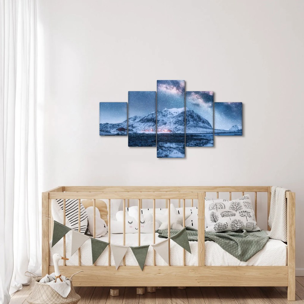 Obraz gór z gwieździstym niebem (125x70 cm)