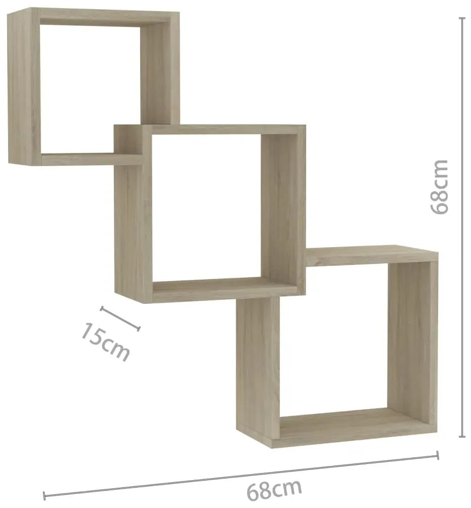 Zestaw modułowych półek ściennych w kolorze dębu L4-R06
