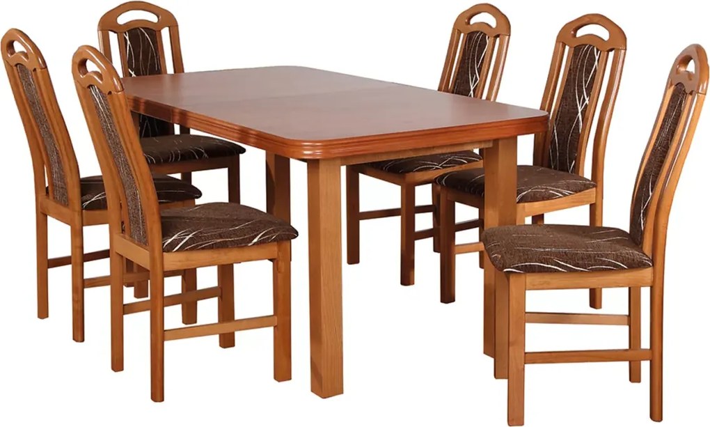 Klasyczny zestaw mebli do jadalni - rozkładany stół Brigeth z ergonomicznymi krzesłami Chloe