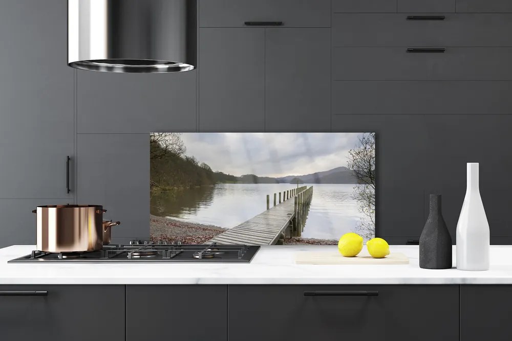 Panel Szklany do Kuchni Most nad Cichym Jeziorem