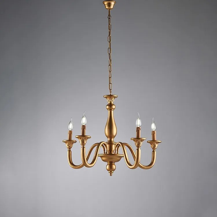 Żyrandol Lucca Antique Gold Wood 5 świateł 116 Ø62 BL271-5-OR