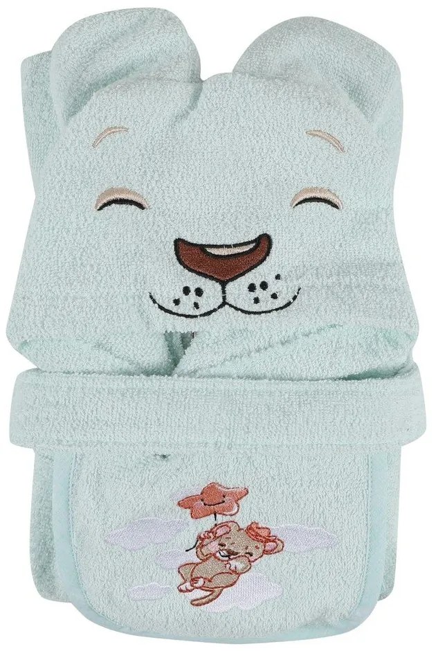 Miętowy bawełniany szlafrok dziecięcy w rozmiarze 1-2 lata Aslan – Foutastic