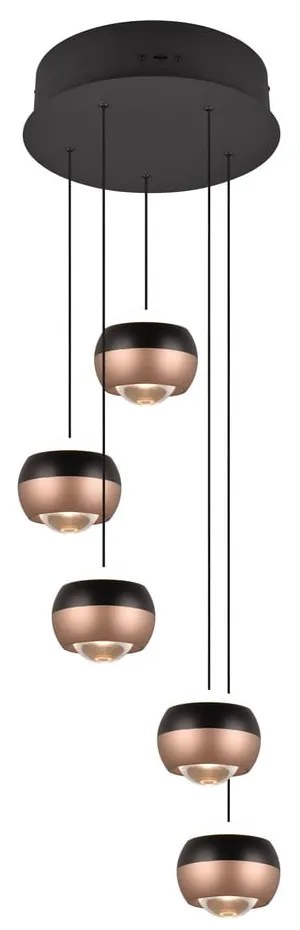 Lampa wisząca LED w czarno-miedzianym kolorze z metalowym kloszem ø 30 cm Orbit – Trio Select