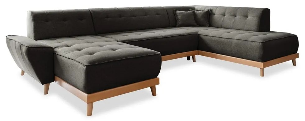 Ciemnoszara rozkładana sofa w kształcie litery "U" Miuform Dazzling Daisy, prawostronna