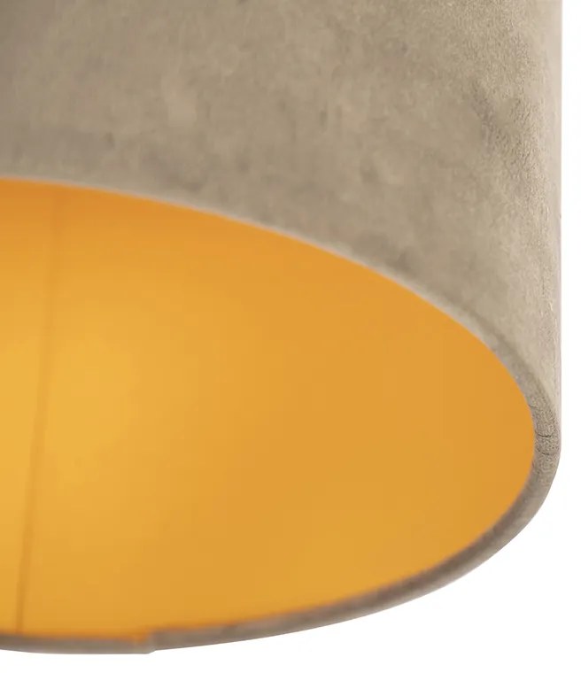 Lampa sufitowa z abażurem z weluru w kolorze taupe ze złotem 25 cm - Combi BlackWiejski/ Rustykalny / Vintage Oswietlenie wewnetrzne