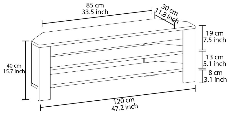 Szafka pod TV w naturalnym kolorze 120x40x30 cm Corner – Kalune Design