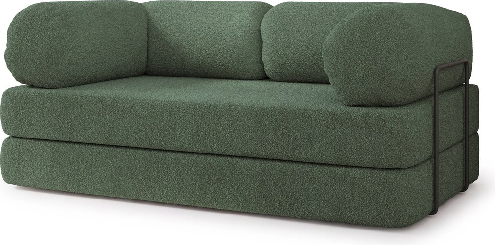 Masseno Sofa piankowa EIREN z funkcją spania, Kanapa z pianki do salonu, Bezmontażowa, Tkanina bucle – Zielony QUELLE 37