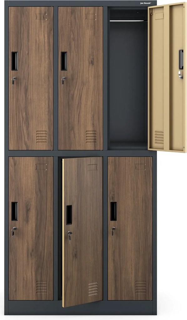 Szafa socjalna 6-drzwiowa Eco Design Igor 90x45x185 cm antracyt/orzech