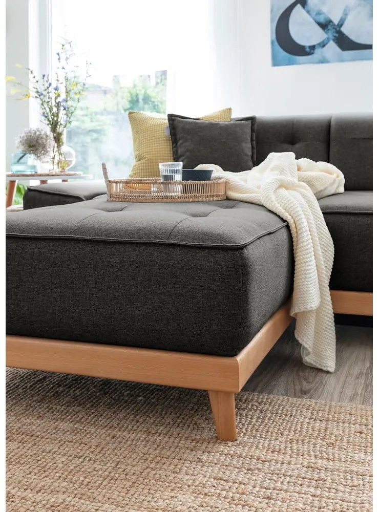 Ciemnoszara rozkładana sofa w kształcie litery "U" Miuform Dazzling Daisy, prawostronna