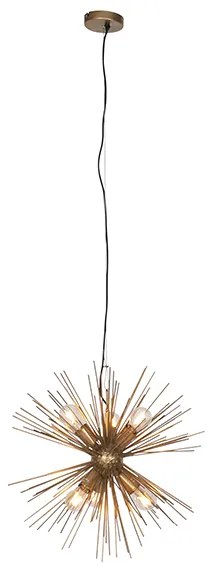 Lampa wisząca w stylu art deco złota 6-światłowa - Broom Nowoczesny Oswietlenie wewnetrzne