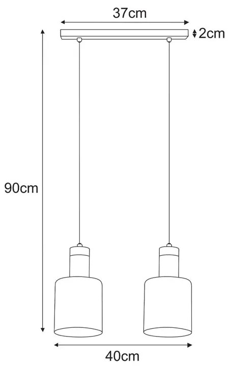 Lampa wisząca z 2 szklanymi kloszami - A469 Anoba