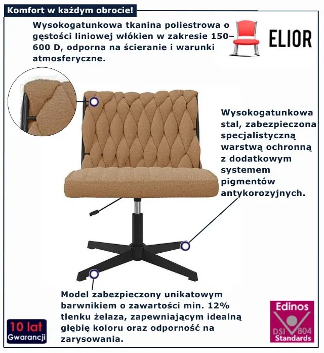 Beżowym fotel obrotowy z plecionym oparciem K1-F32
