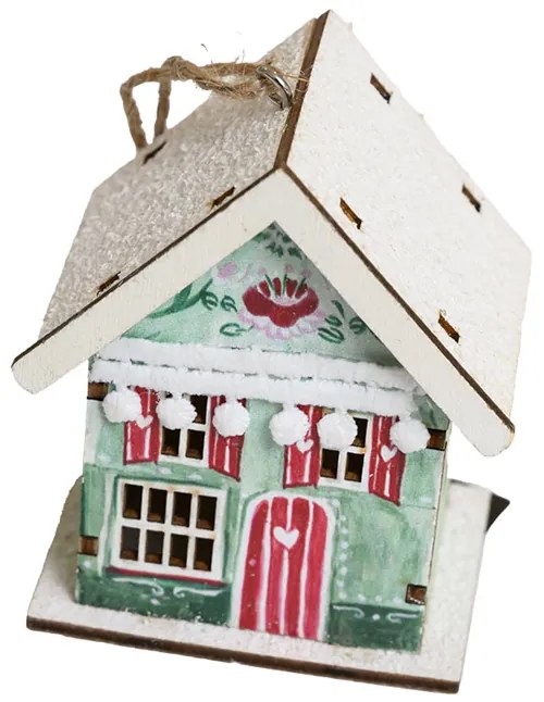 Wiszący domek bożonarodzeniowy CHRISTMAS HOUSE drewniany - więcej wariantów