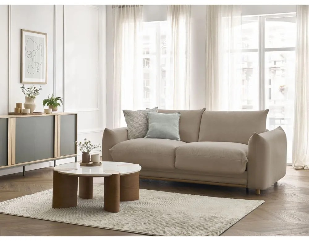 Beżowa rozkładana sofa 214 cm Ernest – Bobochic Paris