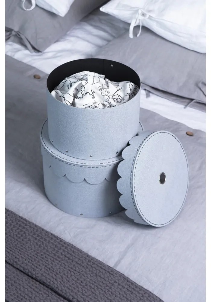 Jasnoszare kartonowe pojemniki z pokrywką zestaw 2 szt. ø 26x17,5 cm Wilma – Bigso Box of Sweden