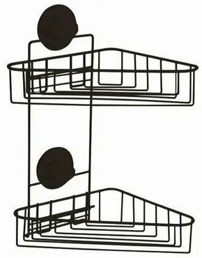 Compactor Podwójna półka rogowa do łazienki Bestlock Black, 23,5 x 22 x 36 cm