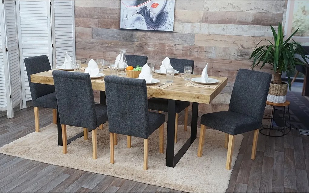 Krzesło do jadalni Littau (zestaw 6 sztuk),  tekstylny, szary antracyt, jasne nogi