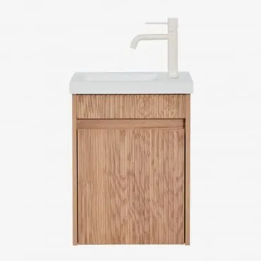 Zestaw Wiszących Mebli Łazienkowych Zintegrowany Z Umywalką Narek Popielaty Brąz & Bezlusterkowiec & Kremowa Tapioca - Sklum