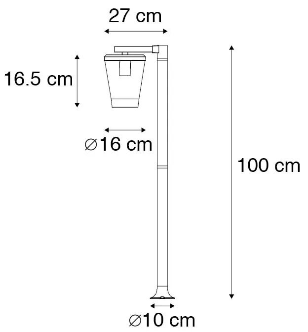Zewnetrzna Nowoczesny słup ogrodowy czarny 100 cm IP44 - Joren Nowoczesny Oswietlenie zewnetrzne