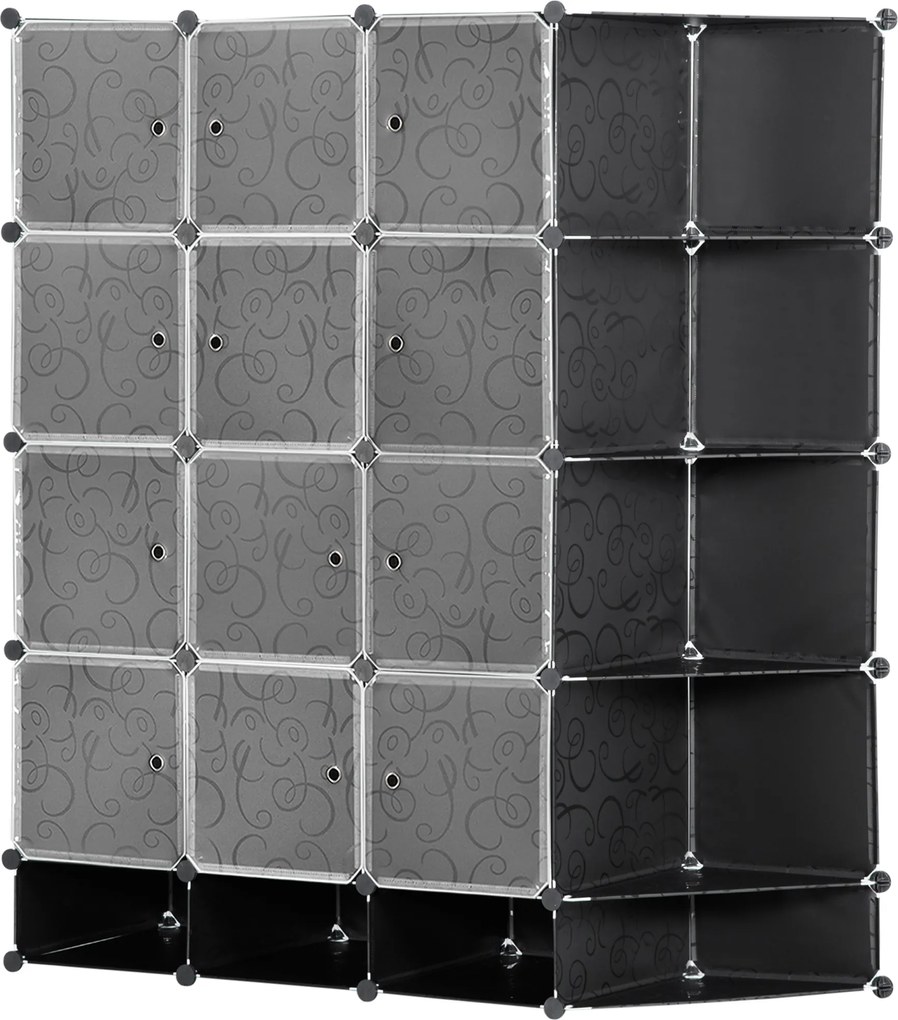 HOMCOM Modułowa Szafa do Przechowywania, 16 Komór, Plastik, Stal